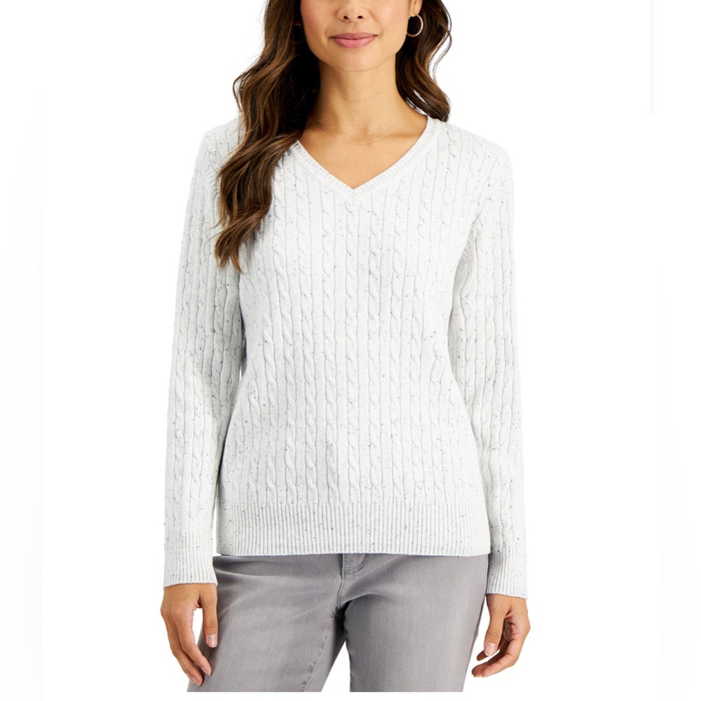 NWOT✨ Karen Scott Cable-Knit V-Neck Sweater, Created for Macy's. Size medium.